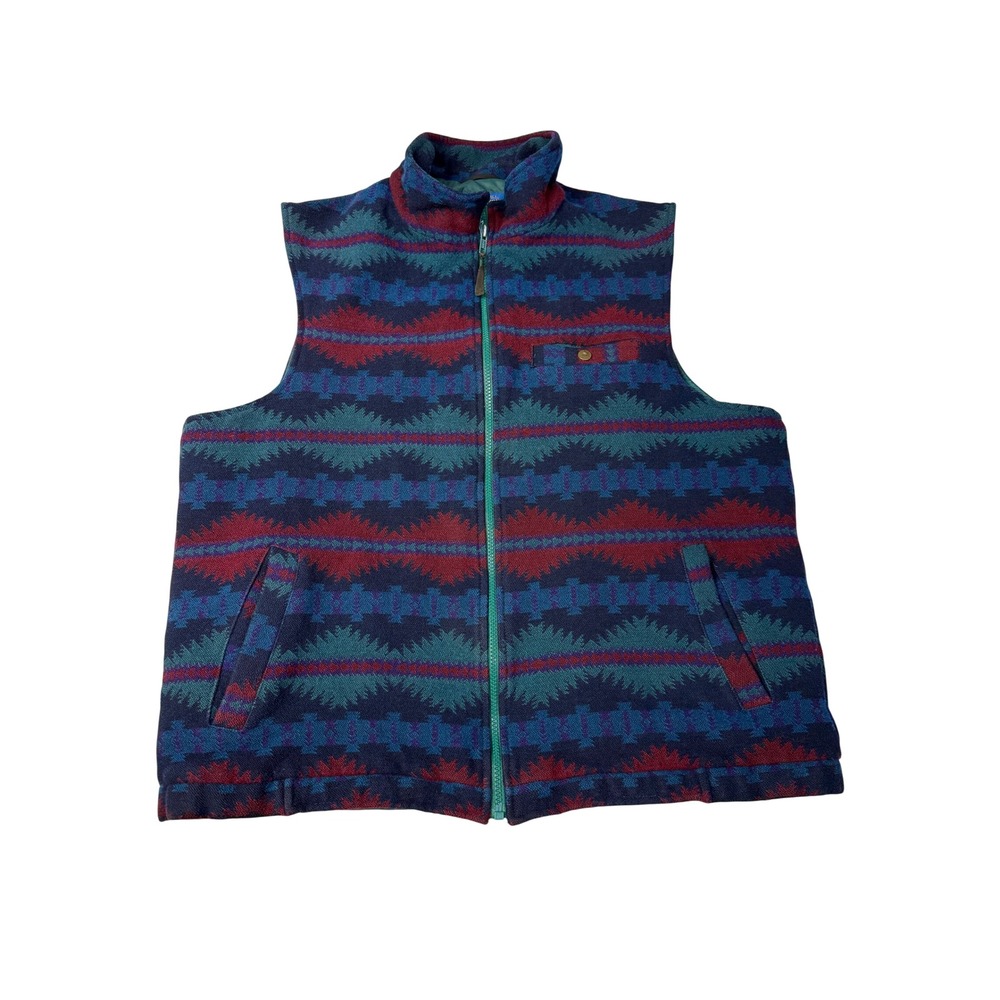 Vintage Pendleton Wool Vest  Large Thinsulate Southwestern Aztec‎ Full Zip USA